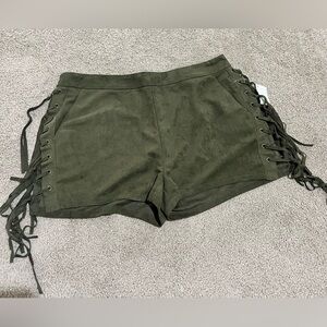 Lace-Up Olive Green Women's Shorts